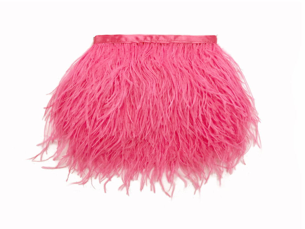 1 Yard - Candy Pink Ostrich Fringe Trim Wholesale Feather (Bulk)