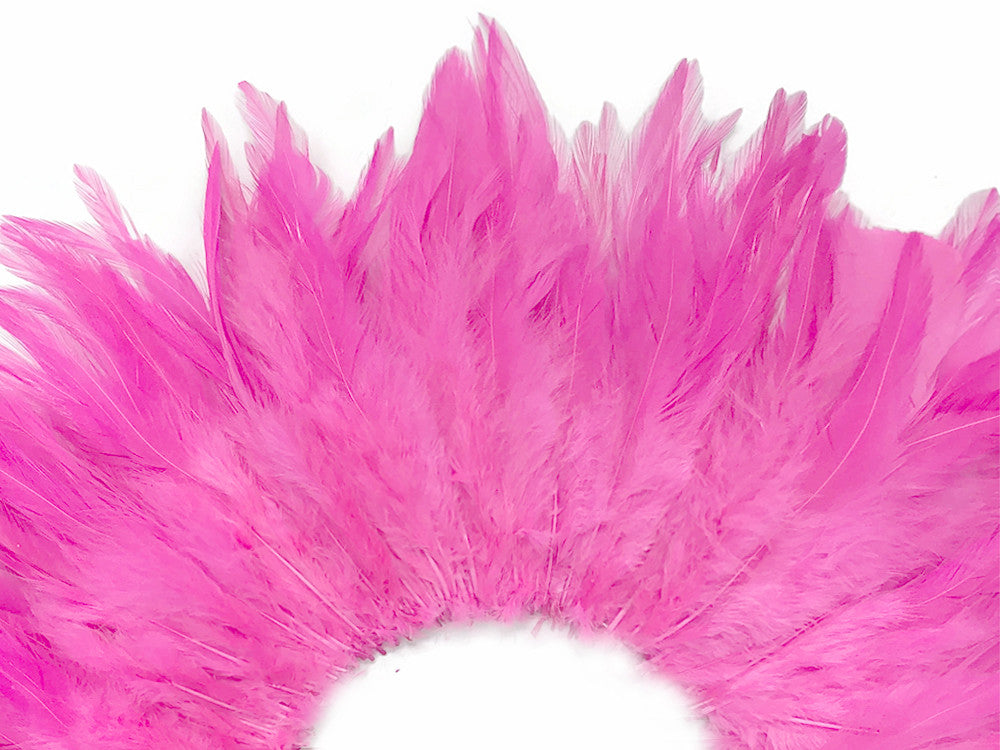 1 Yard – 4-6” Dyed Candy Pink Strung Chinese Rooster Saddle Wholesale Feathers (Bulk)