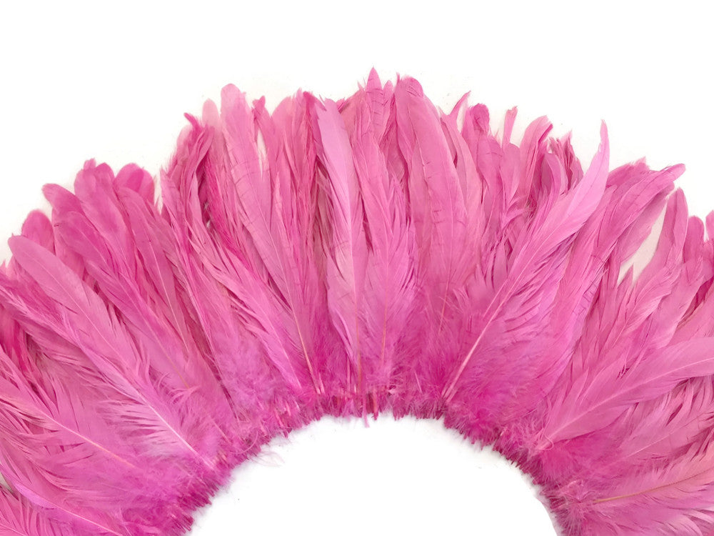 1/2 Yard - 8-10" Candy Pink Strung Natural Bleach & Dyed Rooster Coque Tail Wholesale Feathers (Bulk)