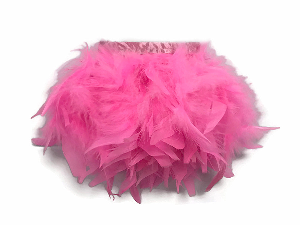 1 Yard – Candy Pink Chandelle Turkey Fluffy Feather Trim 