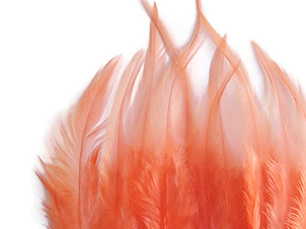 1 Dozen - Short Solid Cantaloupe Whiting Farm Rooster Saddle Hair Extension Feathers