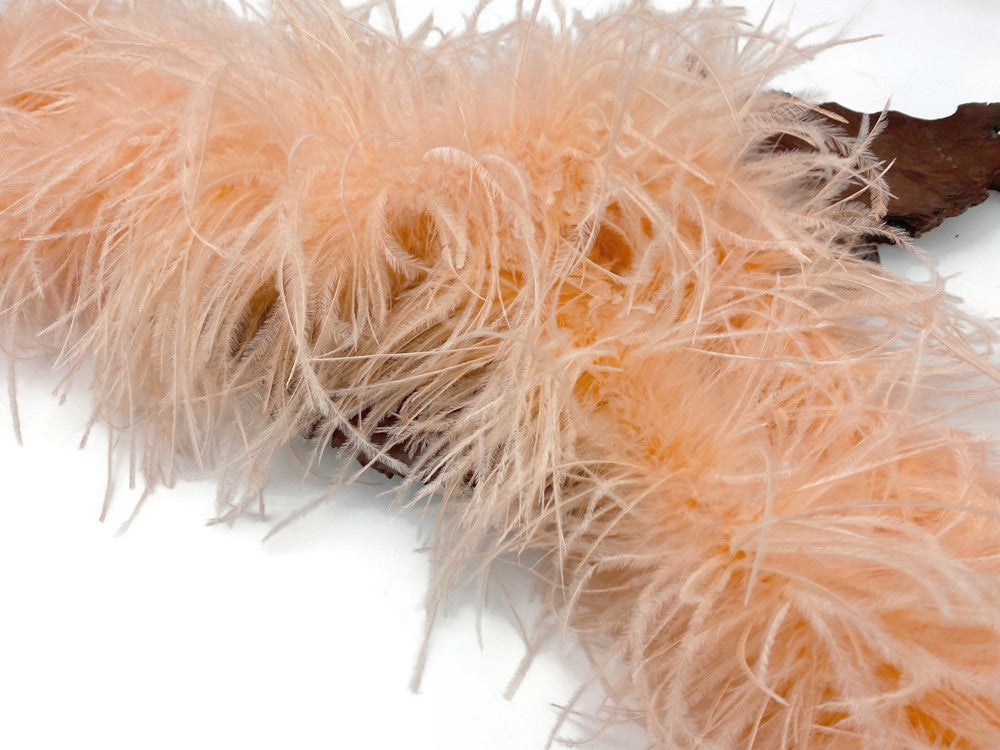 2 Yards - Champagne 3 Ply Ostrich Medium Weight Fluffy Feather Boa