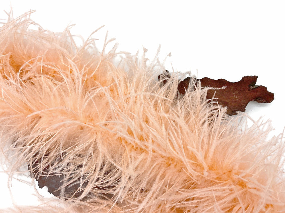 2 Yards - Champagne 3 Ply Ostrich Medium Weight Fluffy Feather Boa