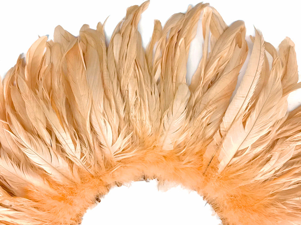 1/2 Yard - 8-10" Champagne Strung Natural Bleach & Dyed Rooster Coque Tail Wholesale Feathers (Bulk)