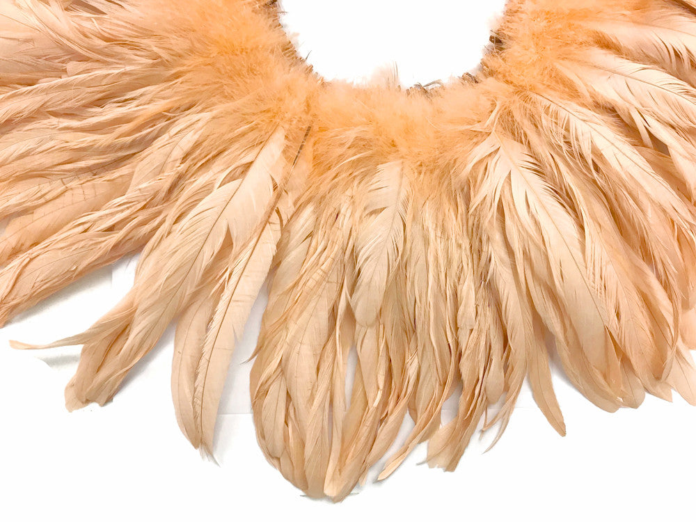 2.5  Inch Strip - Champagne Strung Natural Bleach & Dyed Coque Tails Feathers