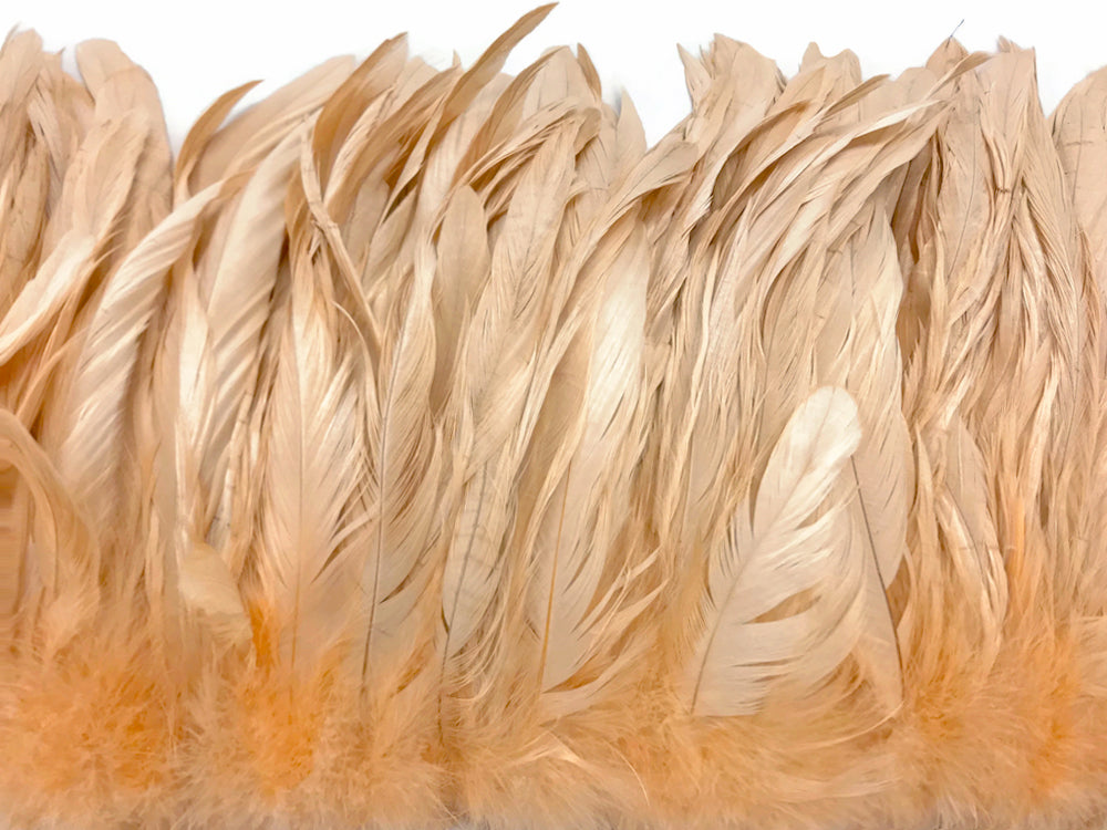2.5  Inch Strip - 8-10" Champagne Strung Natural Bleach & Dyed Coque Tails Feathers