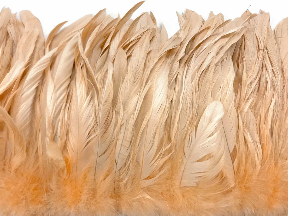 2.5  Inch Strip - Champagne Strung Natural Bleach & Dyed Coque Tails Feathers