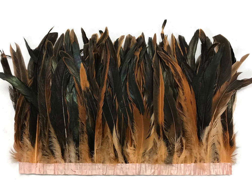 1 Yard - 10-12" Champagne Dyed Over Natural Coque Tails Long Feather Trim (Bulk)