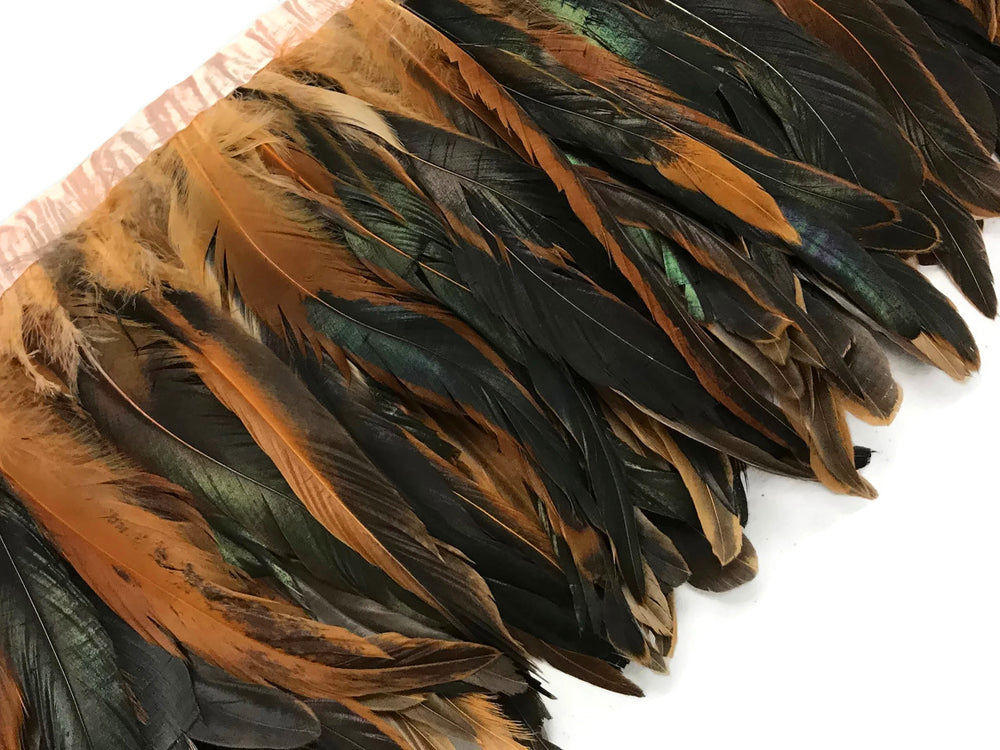 1 Yard - 10-12" Champagne Dyed Over Natural Coque Tails Long Feather Trim (Bulk)