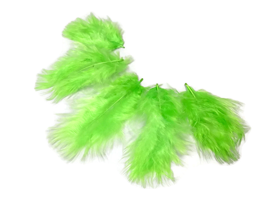 1 Pack - Chartreuse Green Turkey Marabou Short Down Fluff Loose Feathers 0.10 Oz.