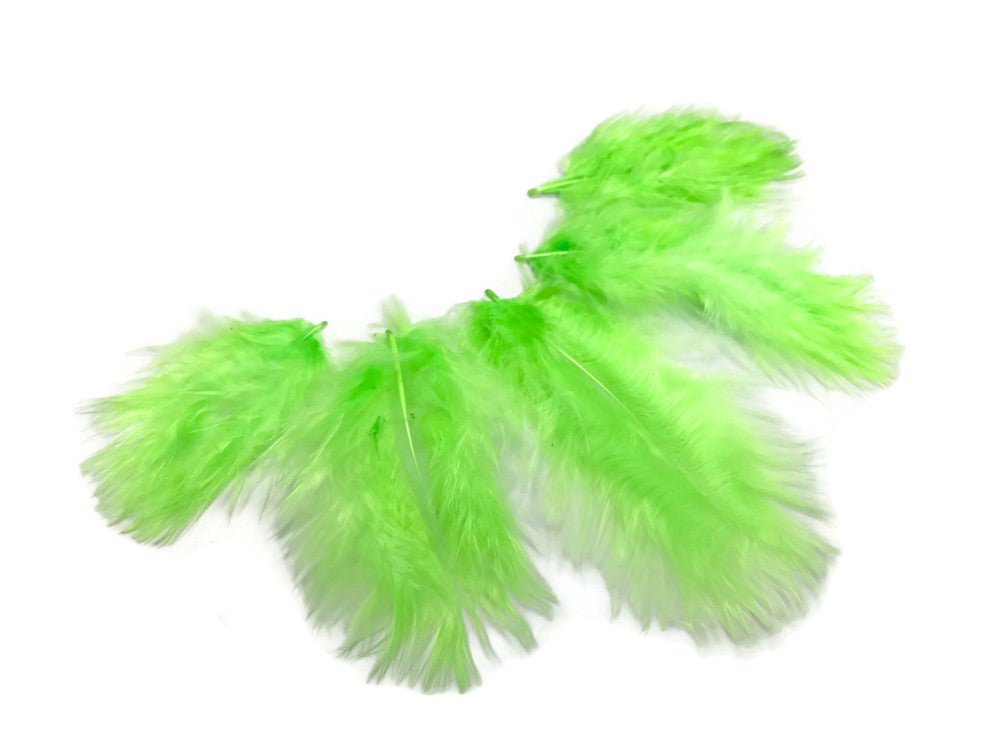 1/4 Lb - Chartreuse Green Turkey Marabou Short Down Fluffy Loose Wholesale Feathers (Bulk)