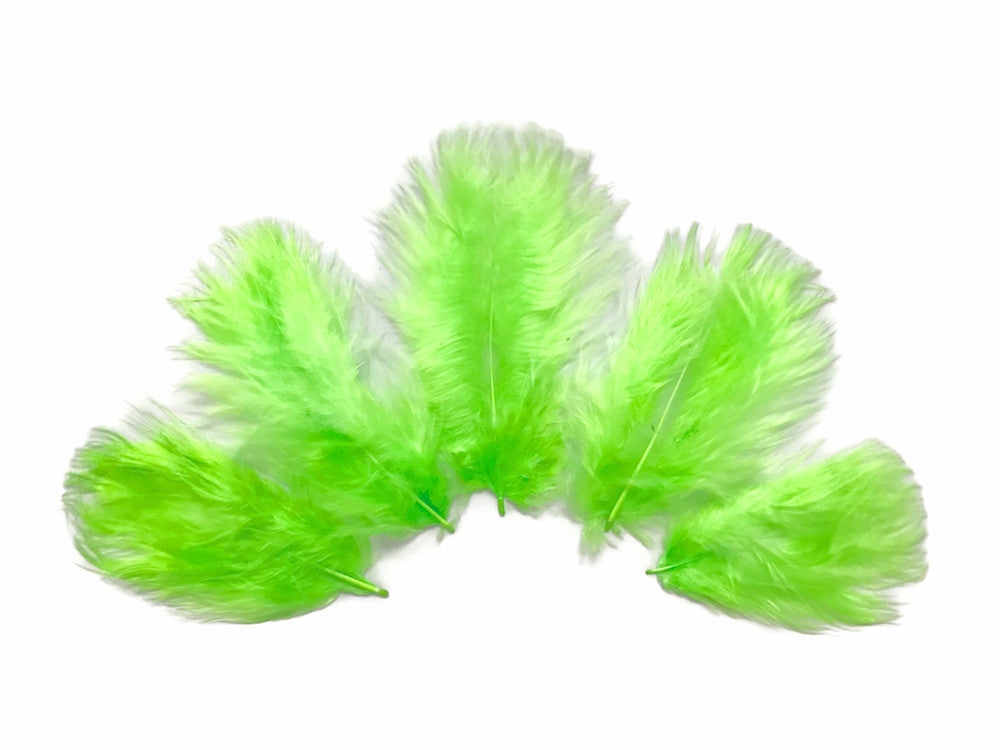 1 Pack - Chartreuse Green Turkey Marabou Short Down Fluff Loose Feathers 0.10 Oz.