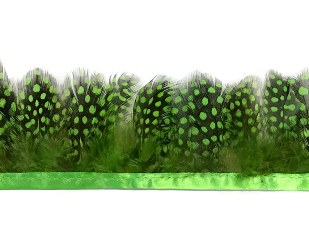 1 Yard - Chartreuse Green Guinea Hen Plumage Feather Trim