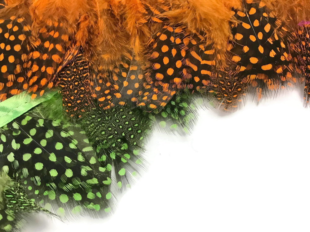 1 Yard - Orange Guinea Hen Plumage Feather Trim