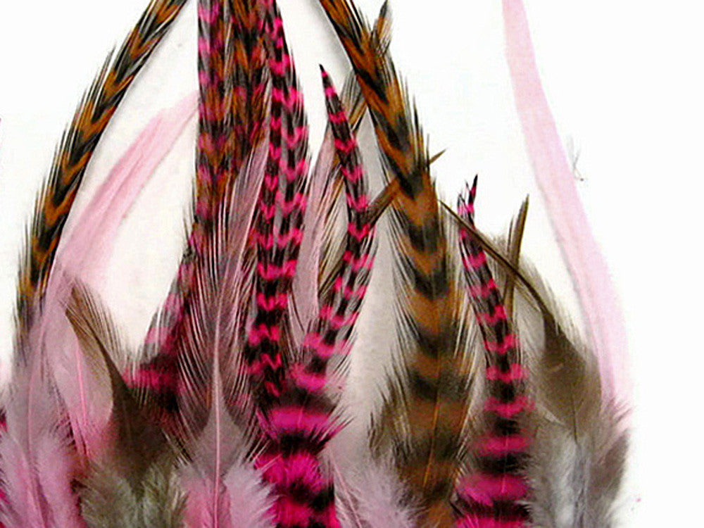 2 Dozen - Short Chocolate Berry Mix Whiting Farm Rooster Saddle Hair Extension Feathers