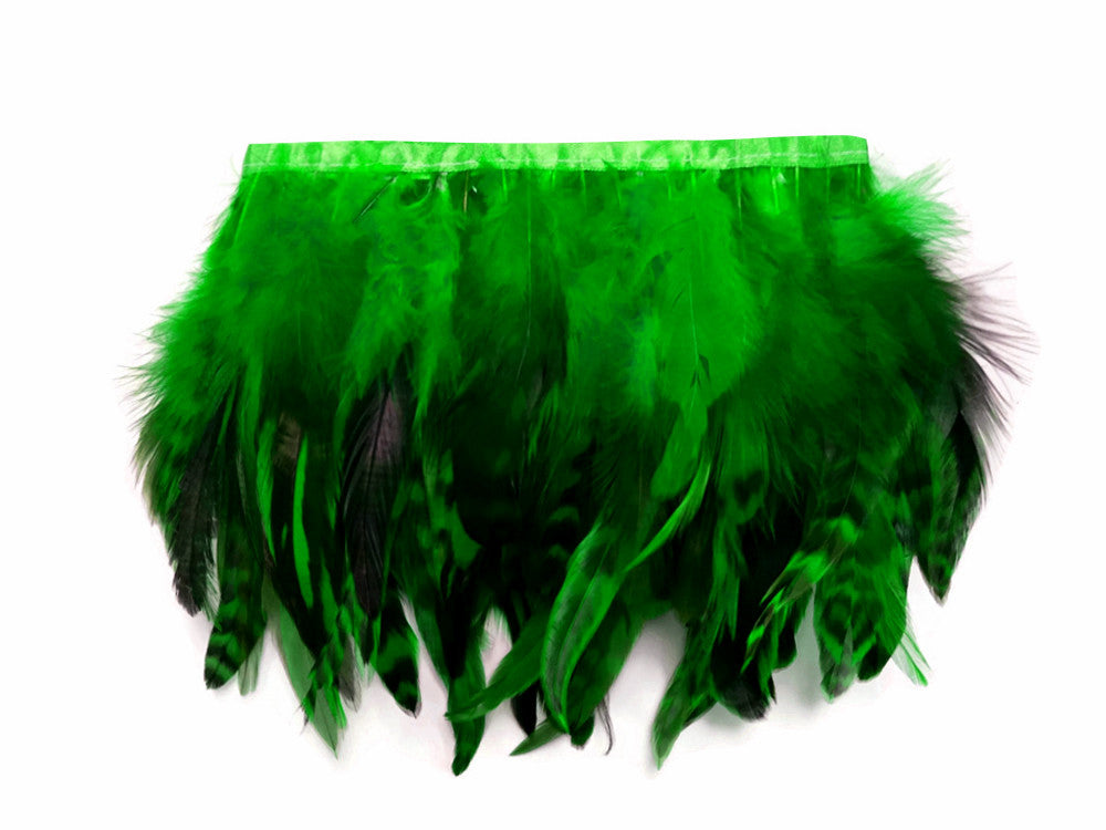 1 Yard - Christmas Green Chinchilla Rooster Feathers Trim