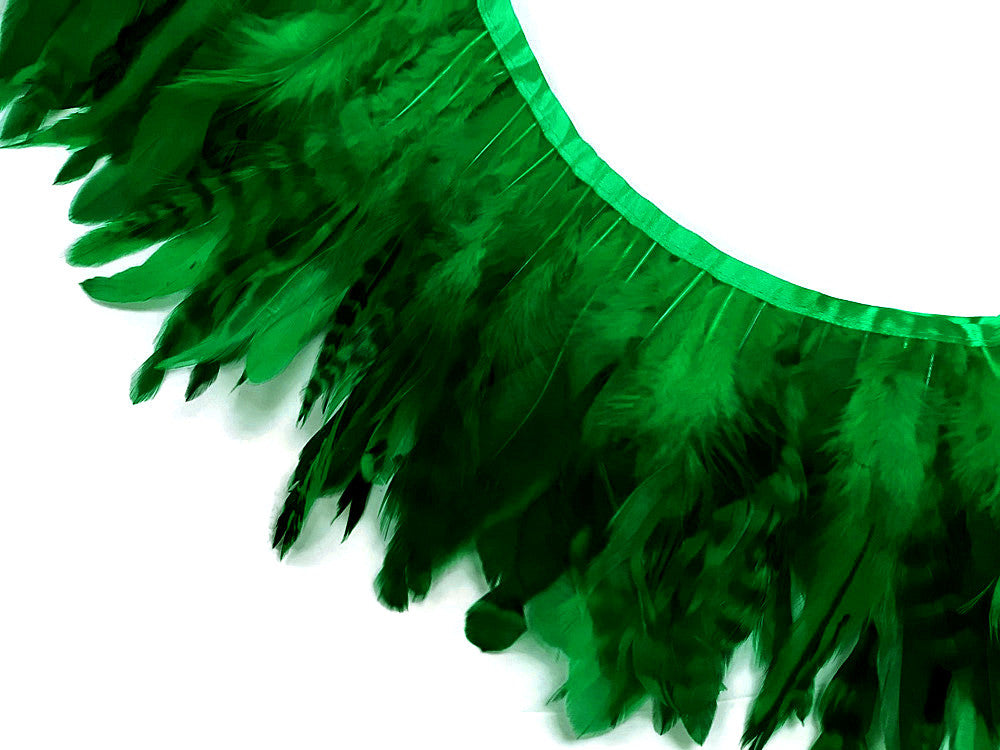 1 Yard - Christmas Green Chinchilla Rooster Feathers Trim