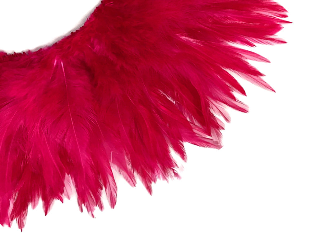 4 Inch Strip – 4-6” Dyed Claret Strung Chinese Rooster Saddle Feathers 