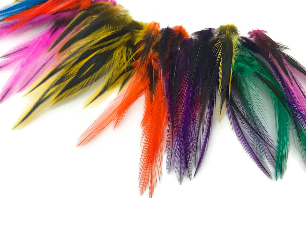 30-50 Pieces - Colorful Mini Laced Hen Cape BLW Whiting Farms Feathers 0.02 oz. Wholesale (bulk)