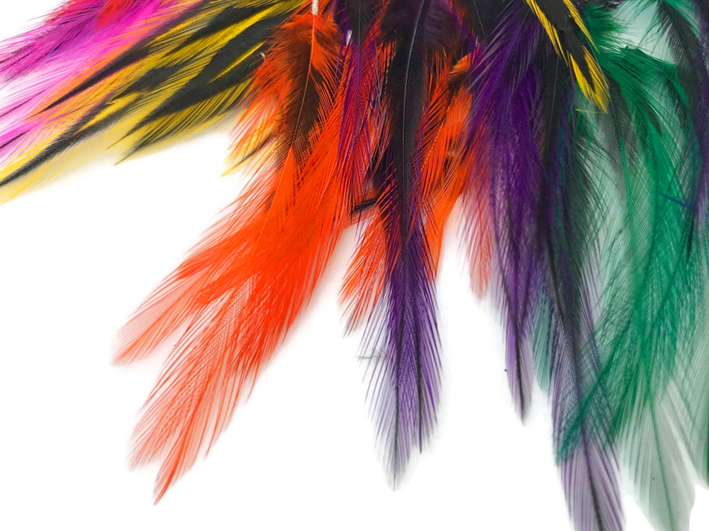 30-50 Pieces - Colorful Mini Laced Hen Cape BLW Whiting Farms Feathers 0.02 oz. Wholesale (bulk)