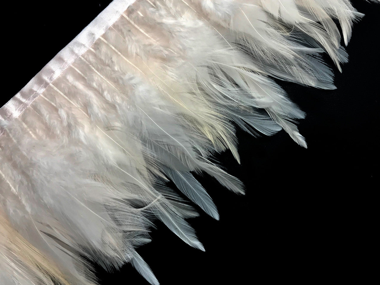 1 Yard - Ivory Rooster Neck Hackle Saddle Feather Wholesale Trim