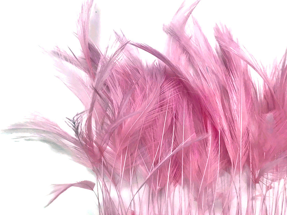 1 Dozen - Dusty Rose Stripped Rooster Neck Hackle Eyelash Feather