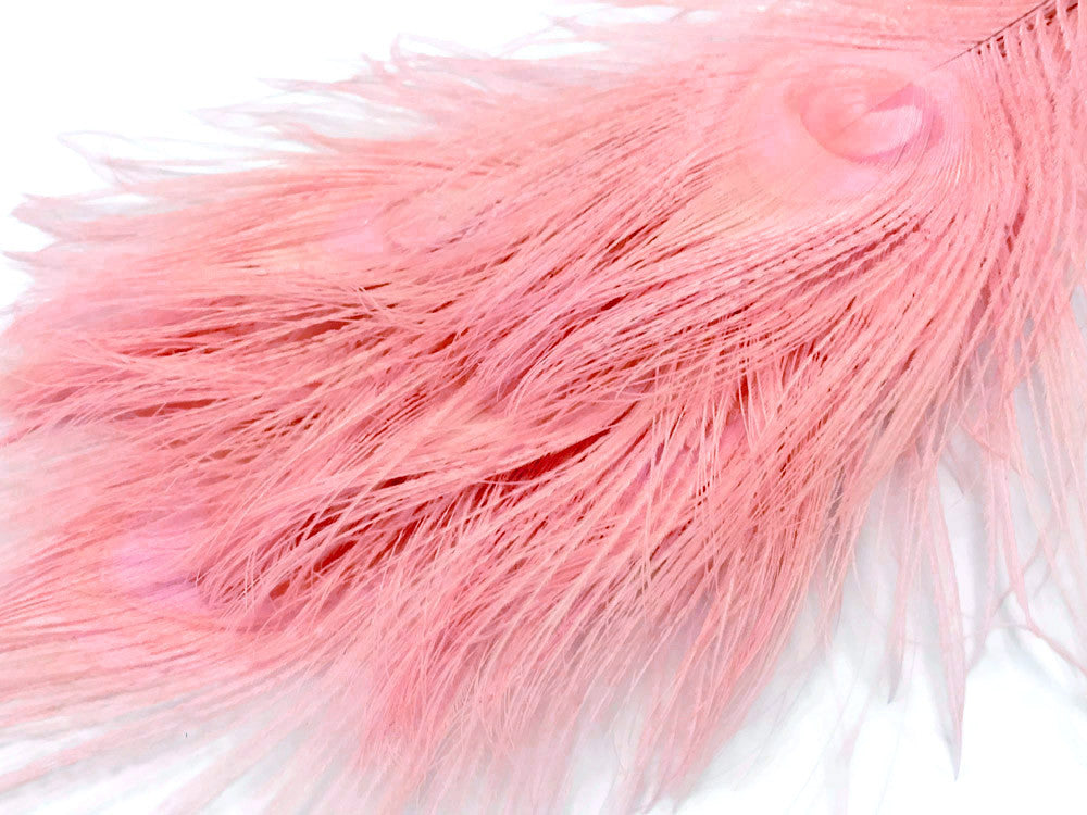 100 Pieces – Dusty Pink Bleached & Dyed Peacock Tail Eye Wholesale Feathers (Bulk) 10-12” Long 