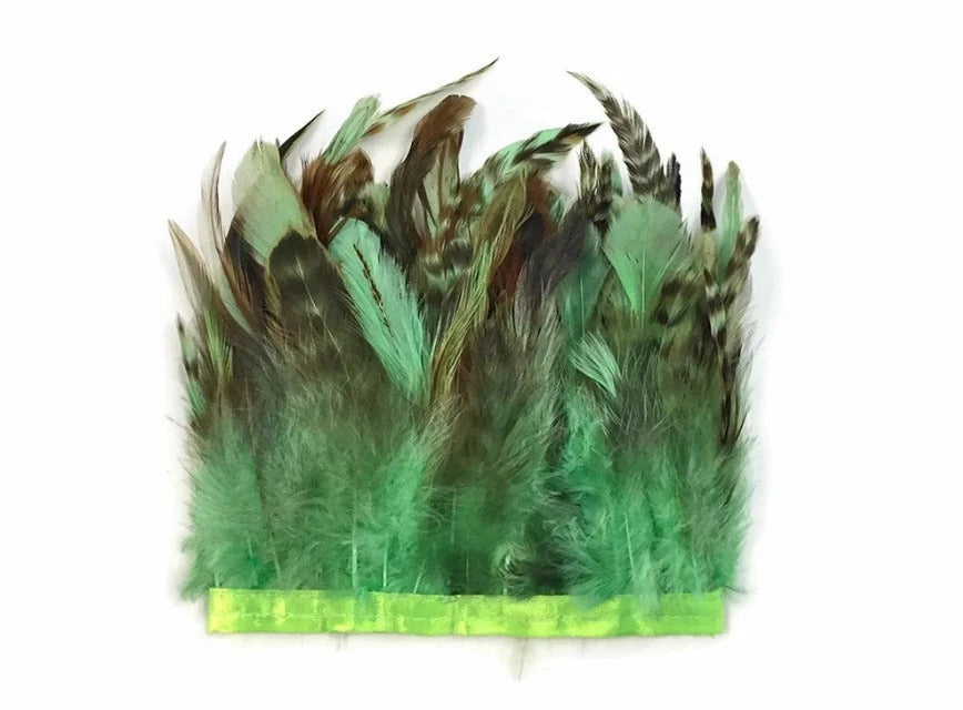1 Yard - Dyed Lime Green Chinchilla Rooster Schlappen Feather Trim