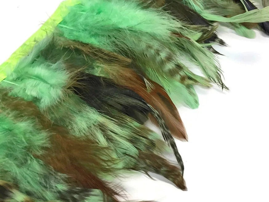 1 Yard - Dyed Lime Green Chinchilla Rooster Schlappen Feather Trim