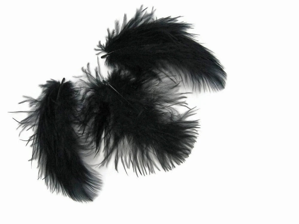 1/4 Lb - 5-6" Black Turkey Marabou Short Down Fluffy Loose Wholesale Feathers (Bulk)