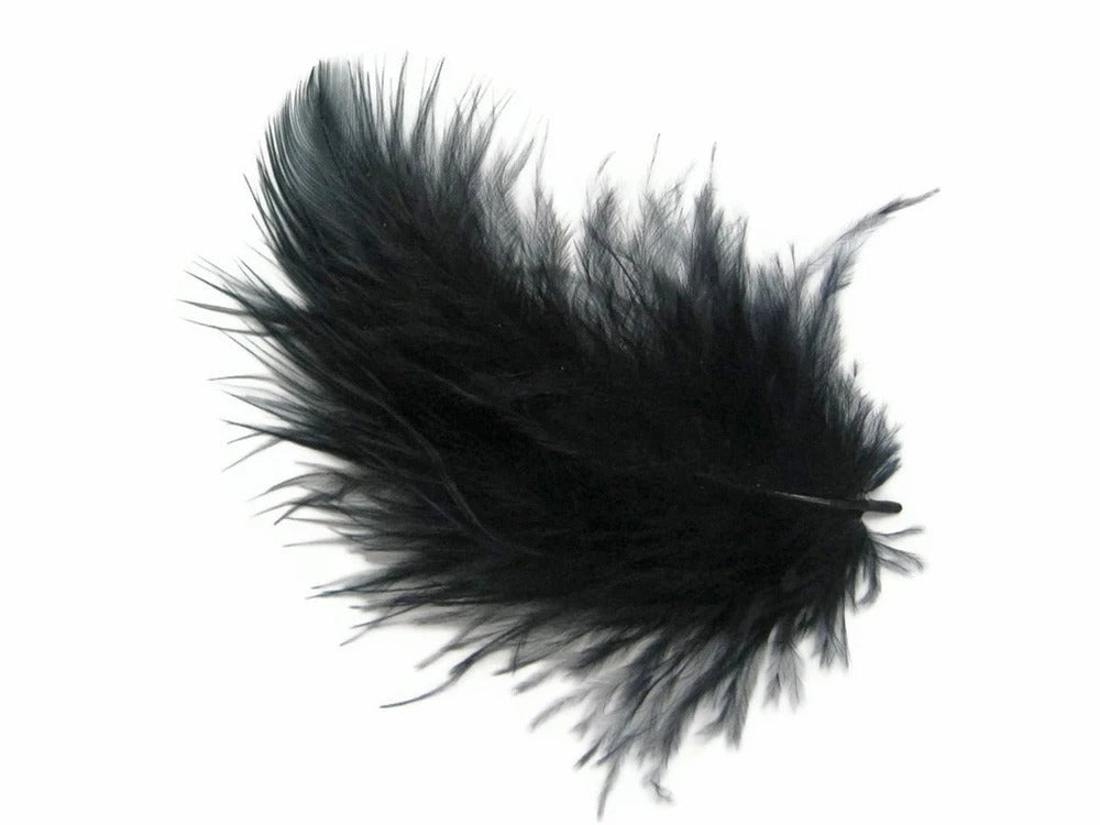 1 Pack - Black Turkey Marabou Short Down Fluff Loose Feathers 0.10 Oz.