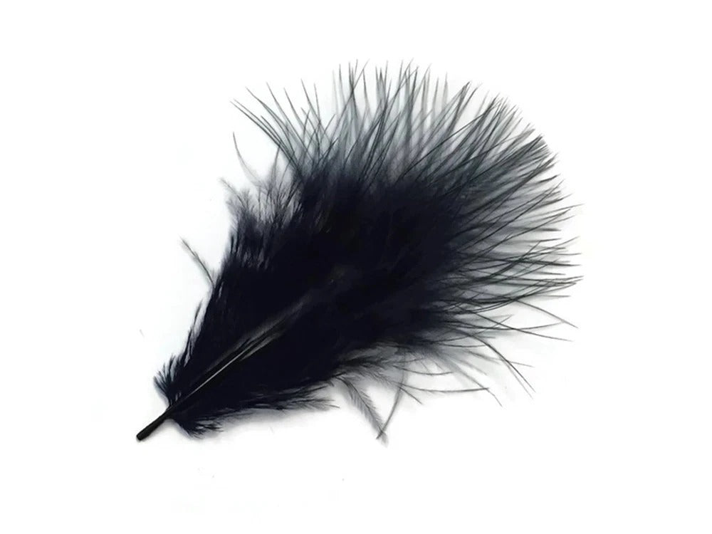 1/4 Lb - 5-6" Black Turkey Marabou Short Down Fluffy Loose Wholesale Feathers (Bulk)