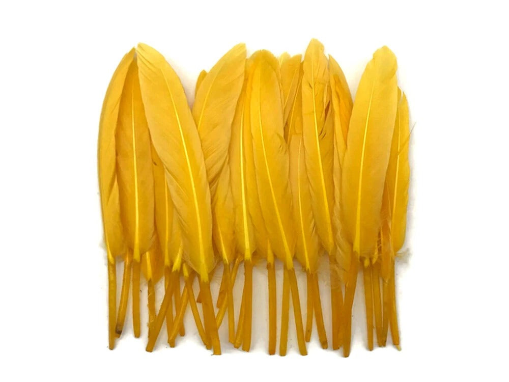 1/4 Lb. - Golden Yellow Dyed Duck Cochettes Loose Wing Quill Wholesale Feather (Bulk)