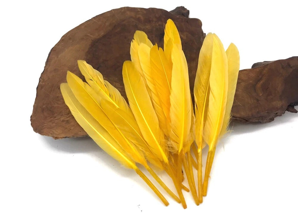 1 Pack - Golden Yellow Dyed Duck Cochettes Loose Wing Quill Feather 0.30 Oz.