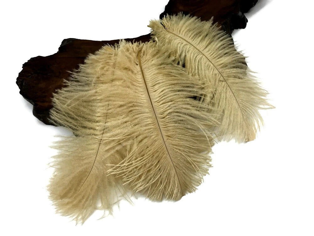 1/2 Lb. - 18-24" Old Gold Large Ostrich Wing Plume Wholesale Feathers (Bulk)