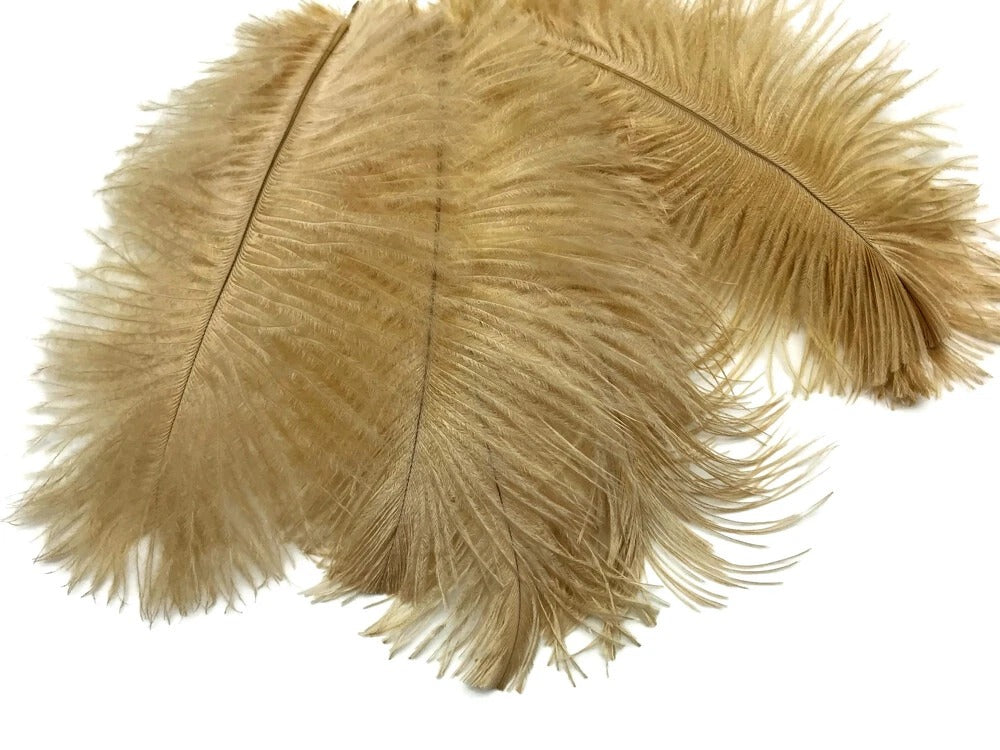 1/2 Lb. - 18-24" Old Gold Large Ostrich Wing Plume Wholesale Feathers (Bulk)