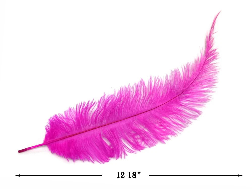 1/2 Lb - Hot Pink Large Ostrich Spads Wholesale Feathers 20-28" (Bulk)