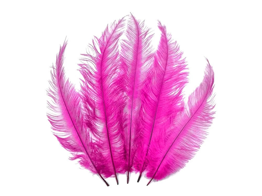 1/2 Lb - Hot Pink Large Ostrich Spads Wholesale Feathers 20-28" (Bulk)