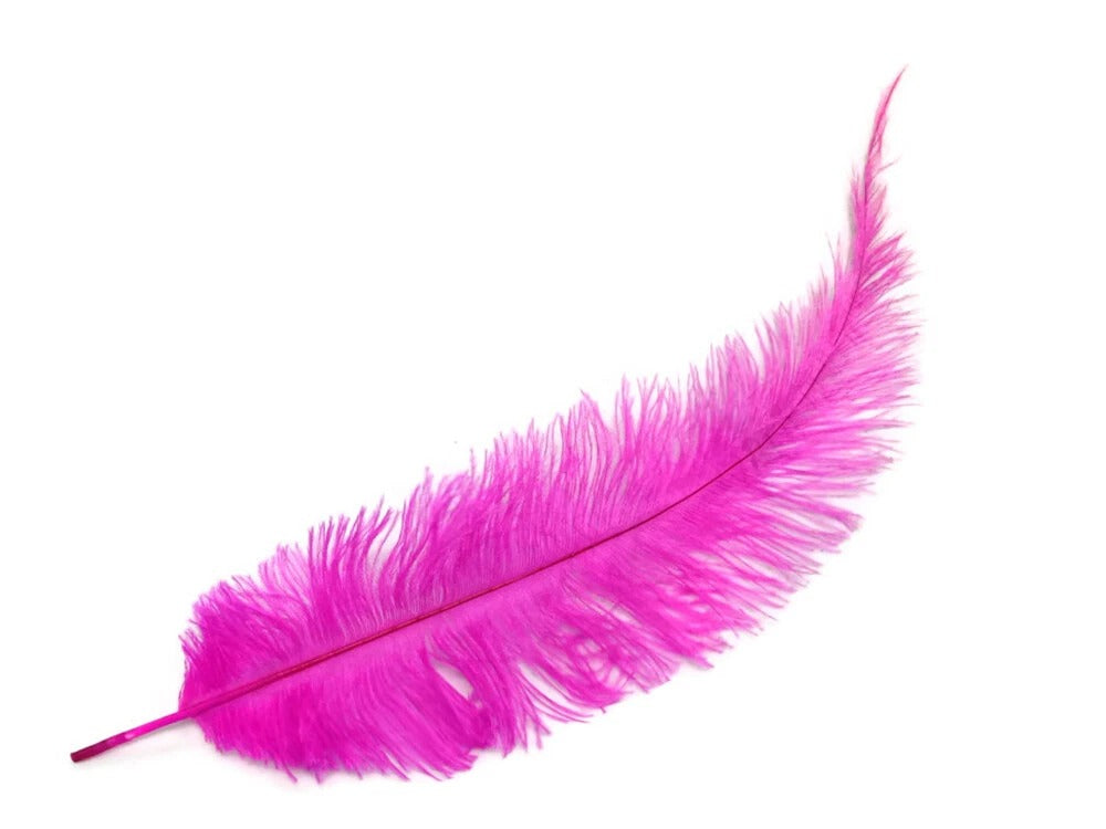 1/2 Lb - Hot Pink Large Ostrich Spads Wholesale Feathers 20-28" (Bulk)