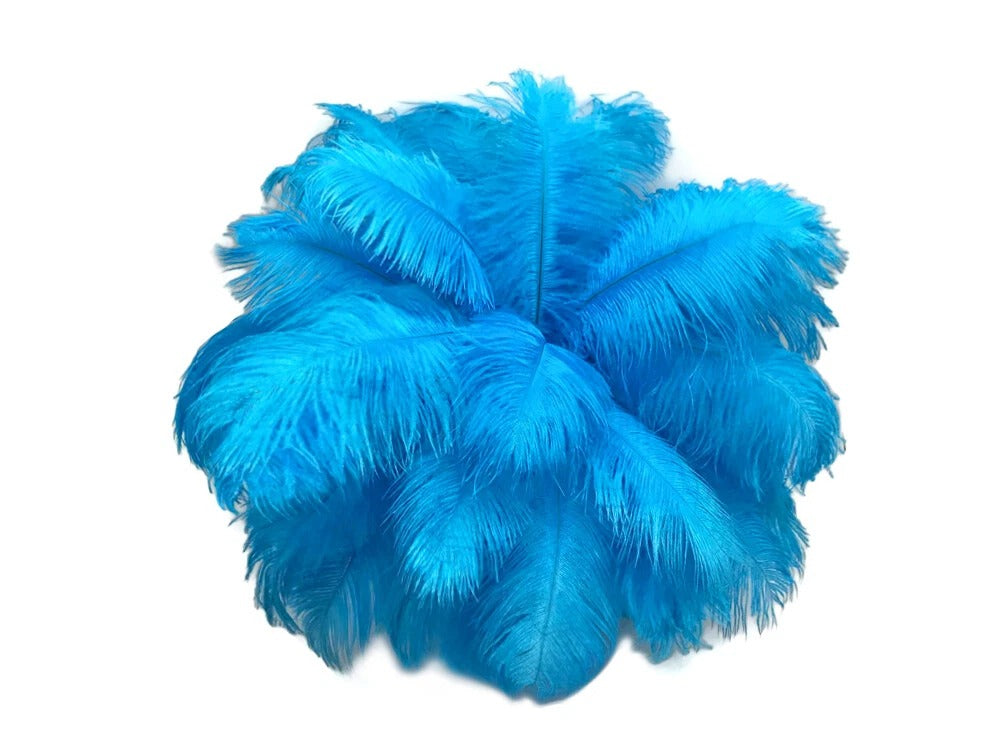10 Pieces - 18-24" Turquoise Blue Large Prime Grade Ostrich Wing Plume Centerpiece Feathers
