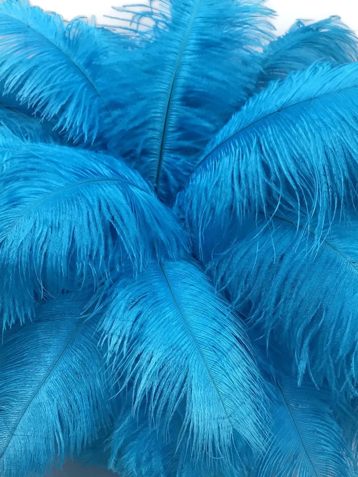10 Pieces - 18-24" Turquoise Blue Large Prime Grade Ostrich Wing Plume Centerpiece Feathers