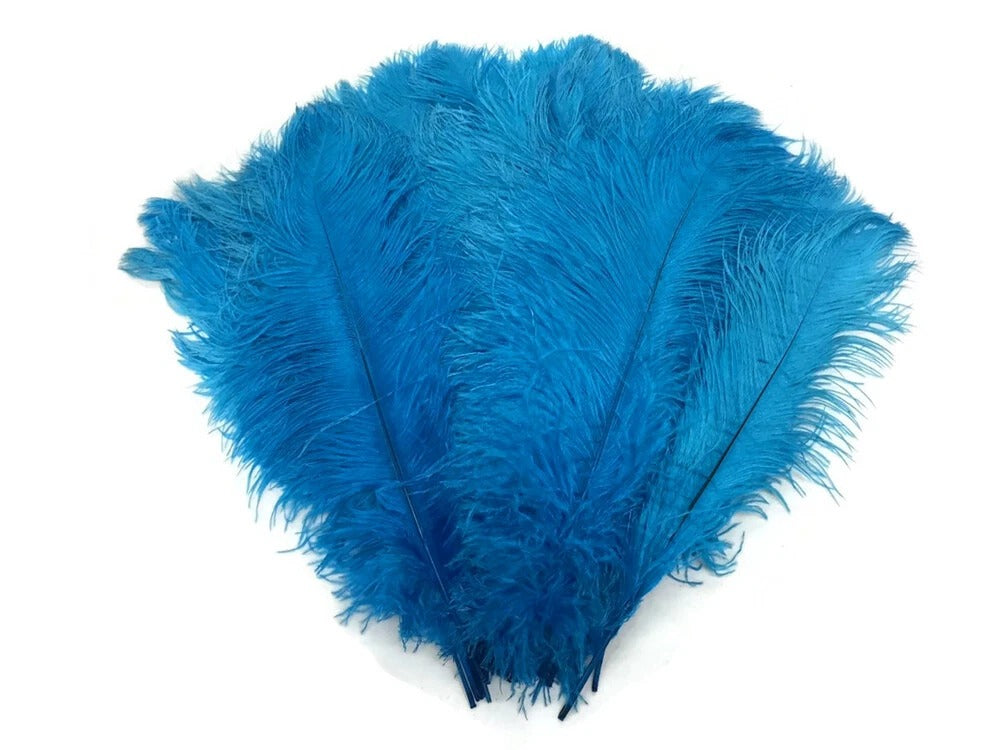 10 Pieces - 18-24" Turquoise Blue Large Prime Grade Ostrich Wing Plume Centerpiece Feathers