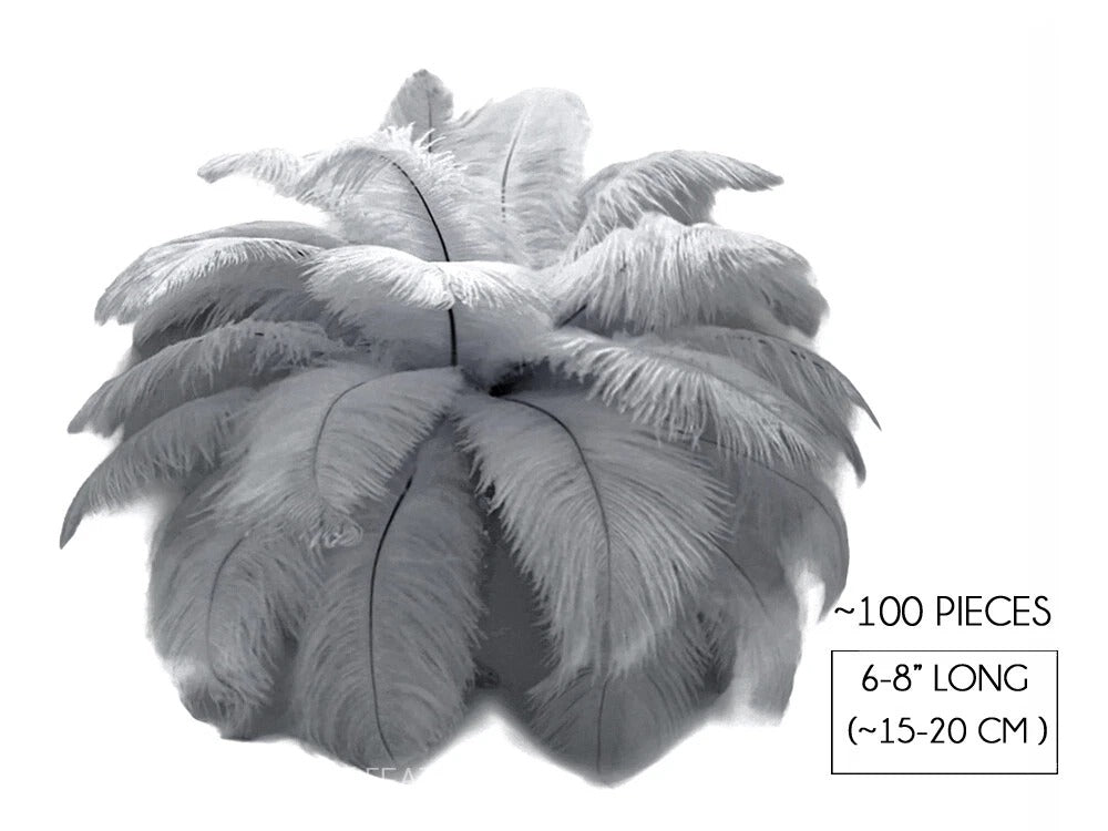 1/2 Lb - 12-16" Silver Gray Ostrich Tail Wholesale Fancy Feathers (Bulk)