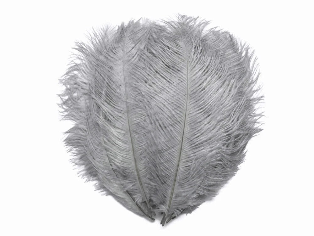 1/2 Lb - 12-16" Silver Gray Ostrich Tail Wholesale Fancy Feathers (Bulk)