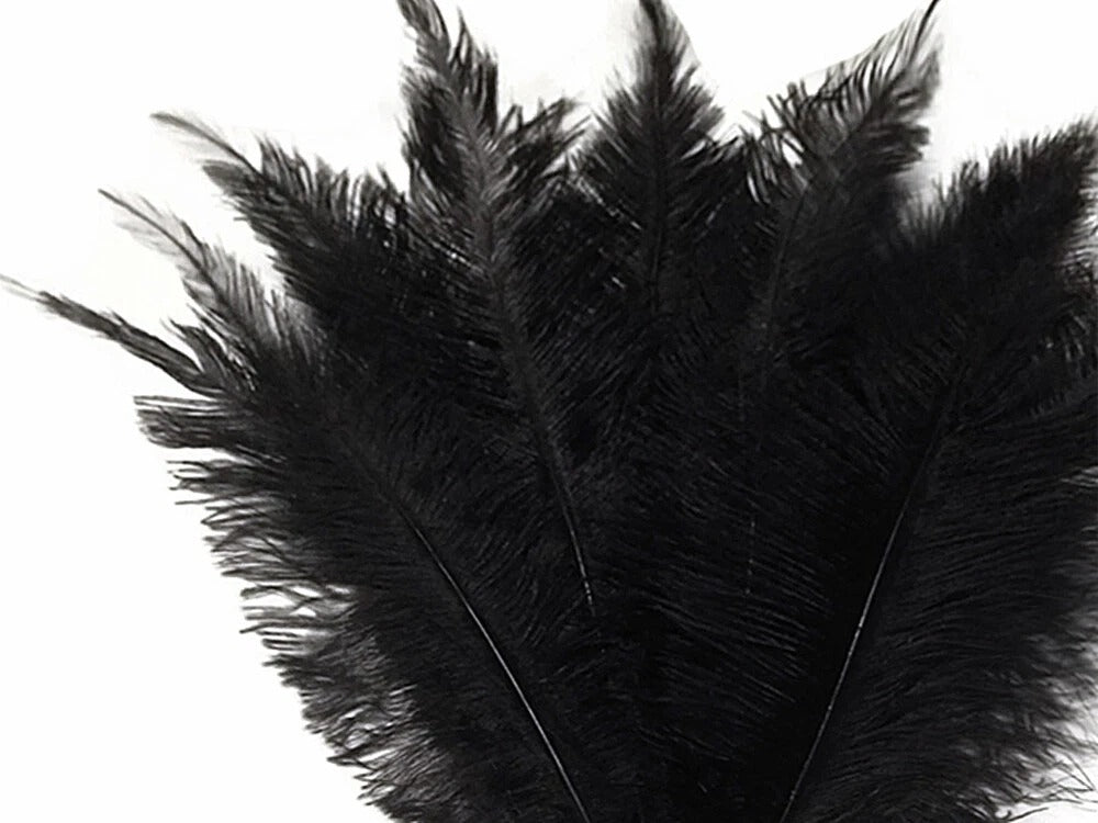 1/2 Lb. - Black Mini Spads Ostrich Wholesale Chick Body Feathers (Bulk)
