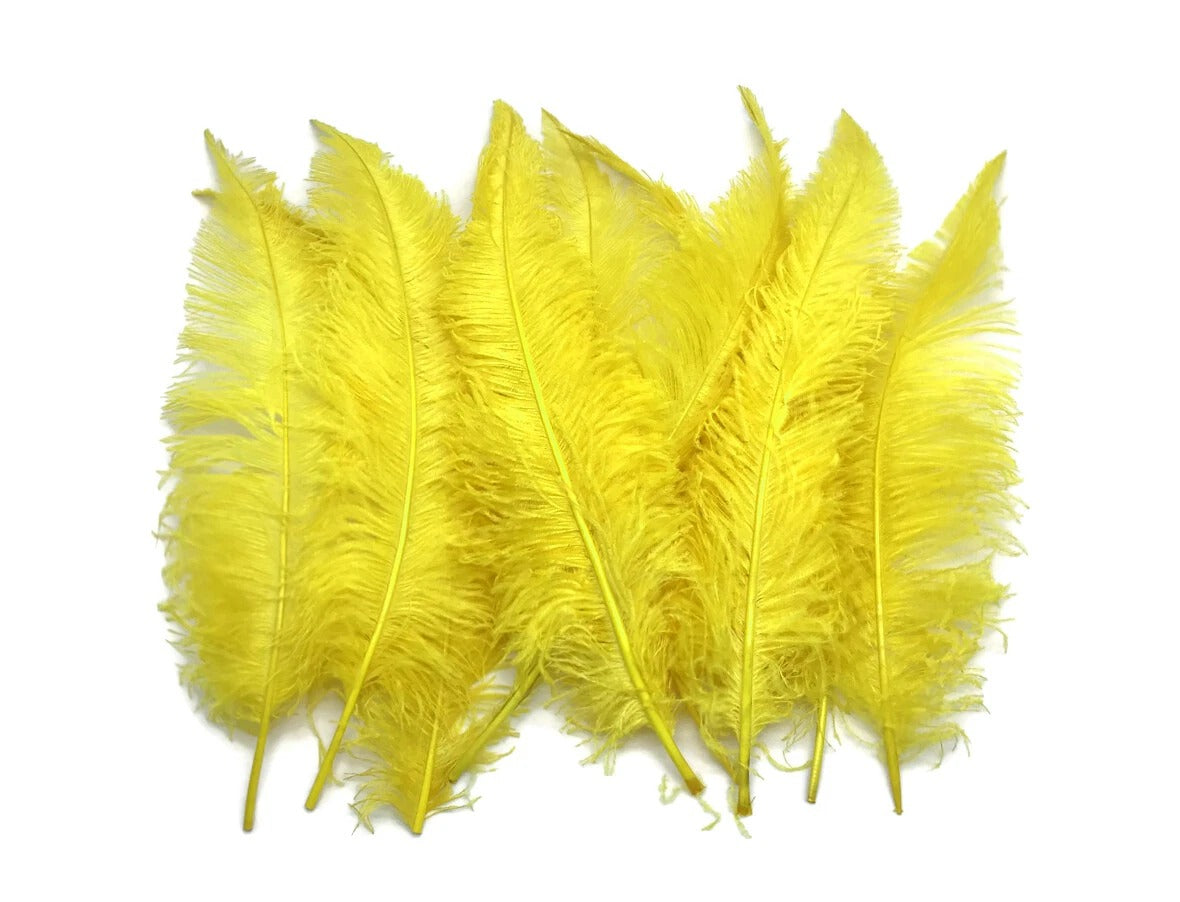 1/2 Lb - Yellow Large Ostrich Spads Wholesale Feathers 20-28" (Bulk)