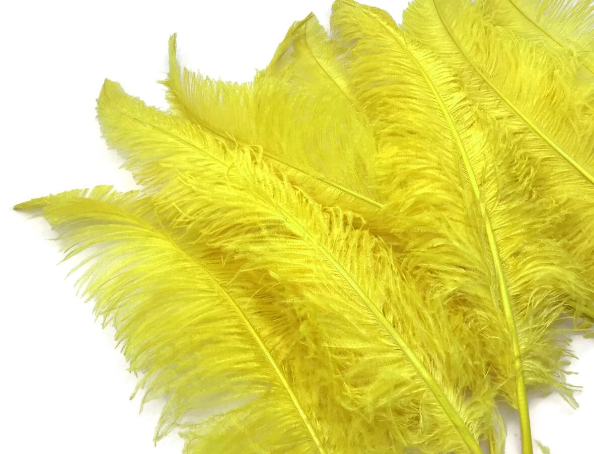 1/2 Lb - Yellow Large Ostrich Spads Wholesale Feathers 20-28" (Bulk)