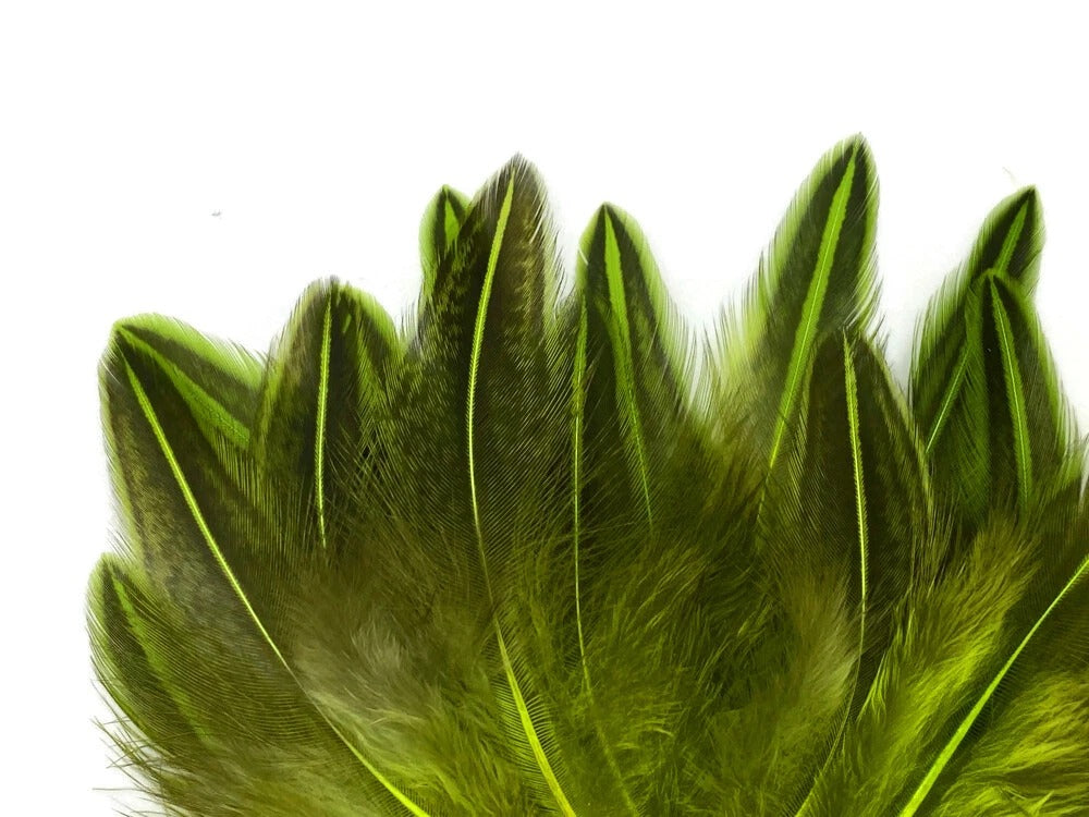 10 Pieces - Chartreuse Green Jungle Cock Loose Plumage Feather