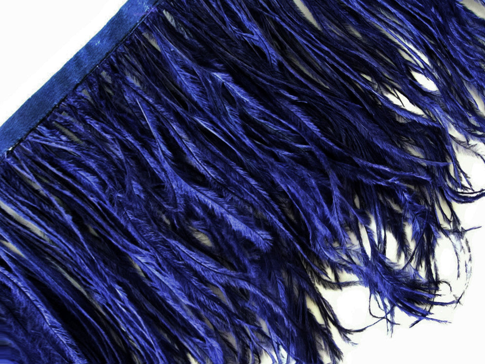 1 Yard - Navy Blue Ostrich Fringe Trim Wholesale Feather (Bulk)