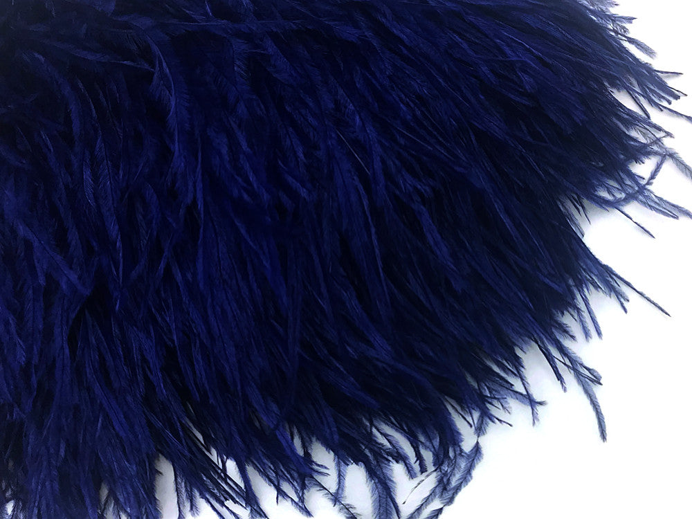 1 Yard - Navy Blue Ostrich Fringe Trim Wholesale Feather (Bulk)